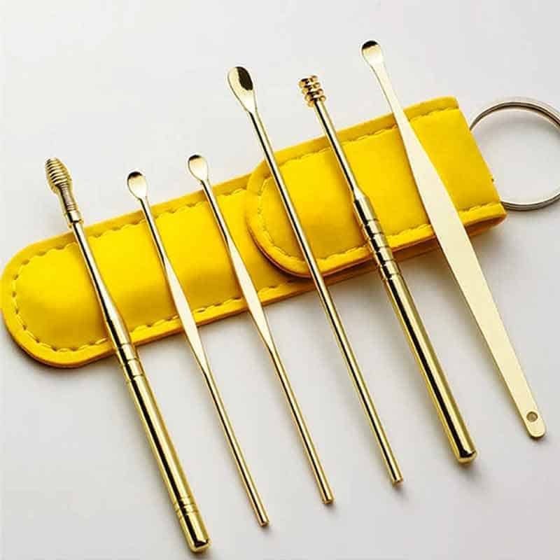 6Pcs/Set Ear Wax Pickers Earpick Wax Remover Stainless Steel Kit